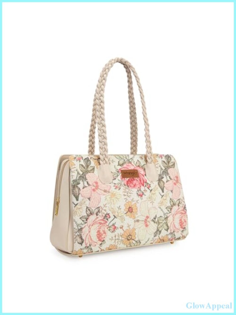 Floral Print Braided Satchel Tote for Women, PU Leather Western Purse with